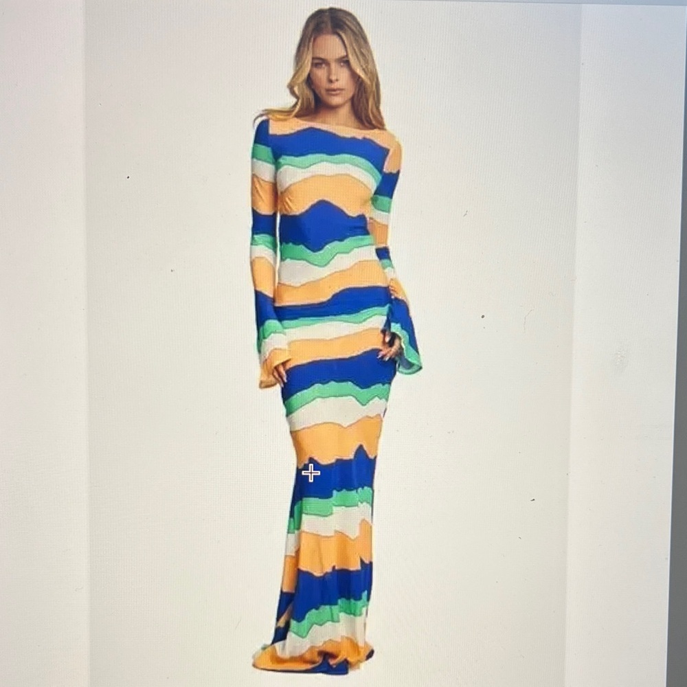 NWT Pippa The Label Wini Striped Multicolor  Maxi Dress Sz Small